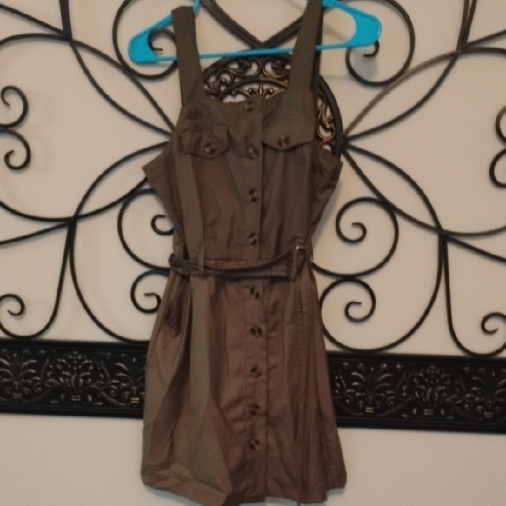 Justify Brown Buttoned Tie Front Sundress
